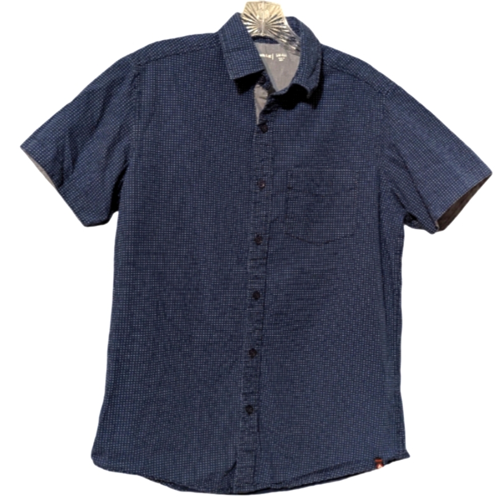 Airwalk Men's Navy Blue Polka Dots Short Sleeve Button-up Shirt Size: Small